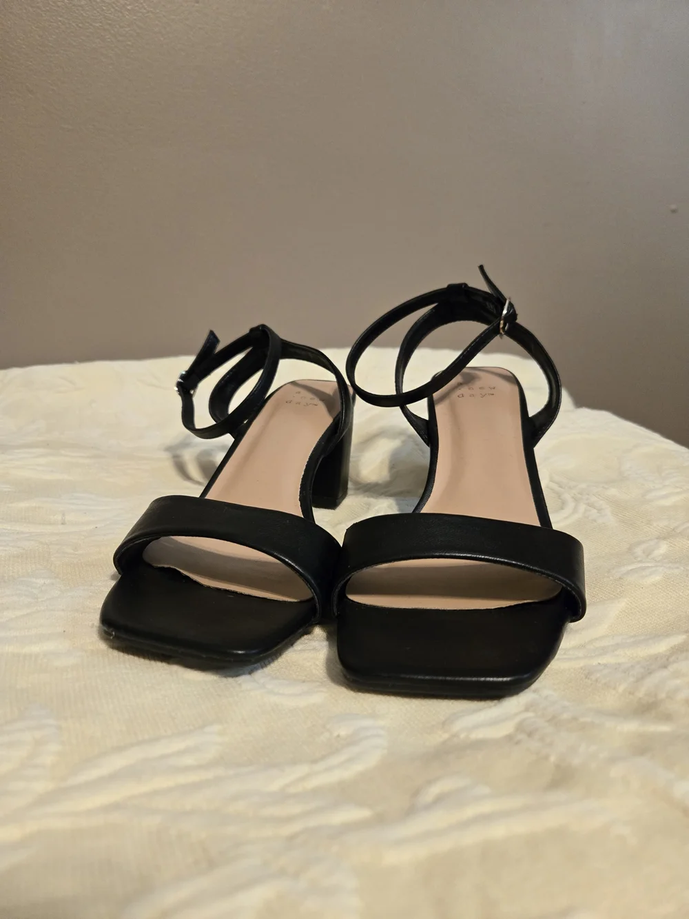 A New Day Shannon Black Square Open Toe Block Heels 7.5